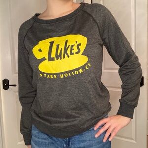 Grey and yellow Luke’s diner sweatshirt